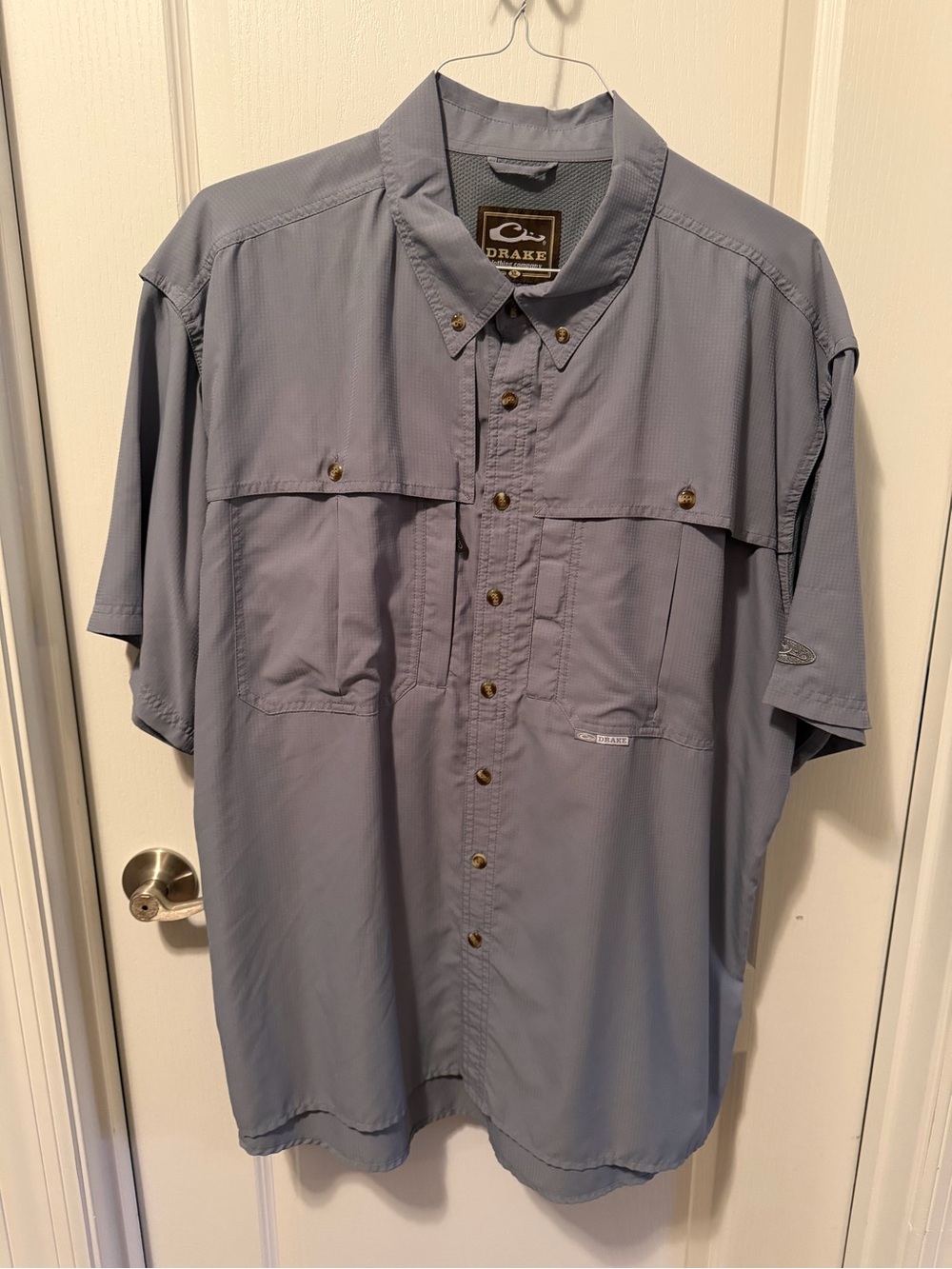 Drake Gray Short-Sleeve Button-Down Casual Shirt